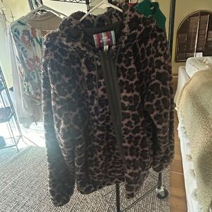 Urban Outfitters Brown and Black Fuzzy Jacket